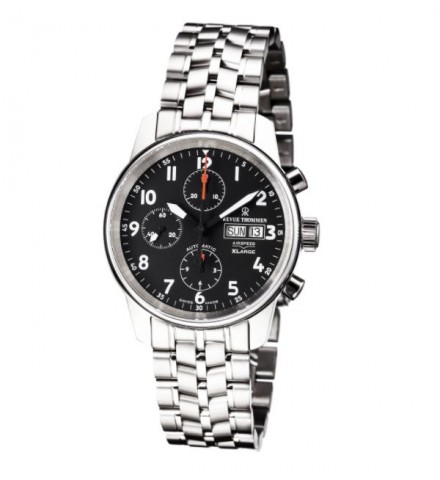 Revue Thommen 16051.6137 'Auto Chrono' Black Dial Stainless Steel Bracelet Swiss Automatic Watch