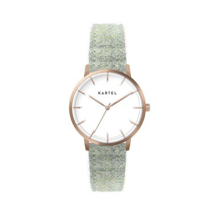ISLA 34MM GREEN TWEED STRAP WATCH