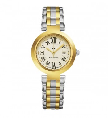 Alexander Women's Swiss Made Niki Two Tone Stainless Steel Link Bracelet Watch