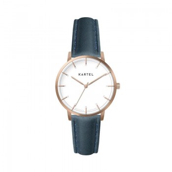 ISLA 34MM BLUE LEATHER STRAP WATCH