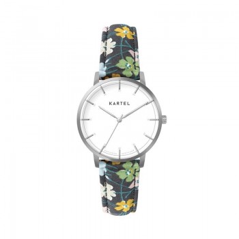ISLA 34MM FLORAL FABRIC STRAP WATCH